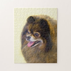 Pommeren Black en Tan Painting Original Dog Art Legpuzzel