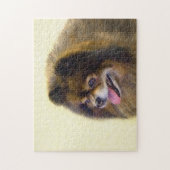 Pommeren Black en Tan Painting Original Dog Art Legpuzzel (Verticaal)