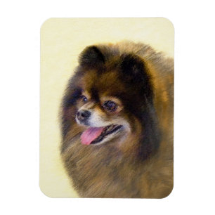 Pommeren Black en Tan Painting Original Dog Art Magneet