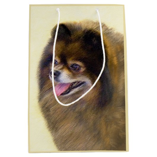 Pommeren Black en Tan Painting Original Dog Art Medium Cadeauzakje (Voorkant)