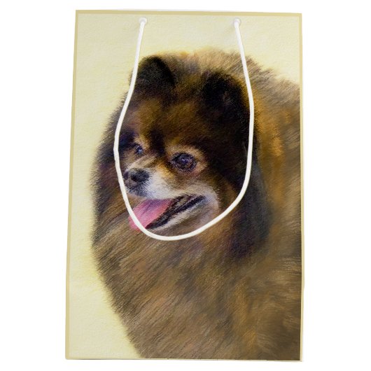 Pommeren Black en Tan Painting Original Dog Art Medium Cadeauzakje (Achterkant)