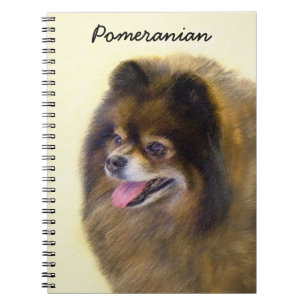 Pommeren Black en Tan Painting Original Dog Art Notitieboek