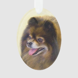 Pommeren Black en Tan Painting Original Dog Art Ornament