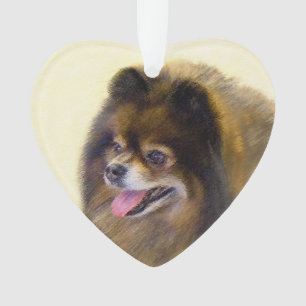 Pommeren Black en Tan Painting Original Dog Art Ornament