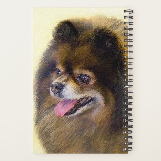 Pommeren Black en Tan Painting Original Dog Art Planner (Achterkant)