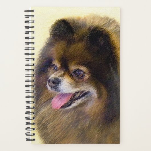 Pommeren Black en Tan Painting Original Dog Art Planner (Voorkant)