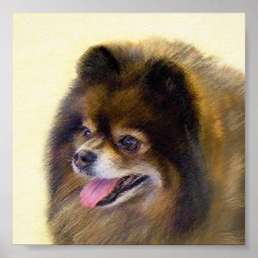 Pommeren Black en Tan Painting Original Dog Art Poster (Voorkant)