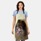 Pommeren Black en Tan Painting Original Dog Art Schort (Gedragen)