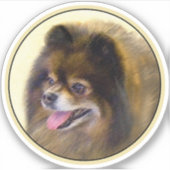 Pommeren Black en Tan Painting Original Dog Art Sticker (Voorkant)