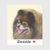 Pommeren Black en Tan Painting Original Dog Art Sticker (Vel)