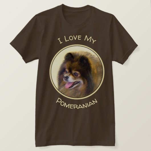 Pommeren Black en Tan Painting Original Dog Art T-shirt (Design voorkant)