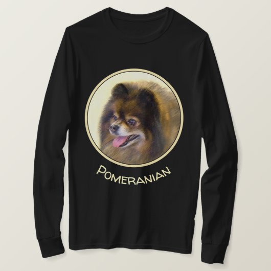 Pommeren Black en Tan Painting Original Dog Art T-shirt (Design voorkant)