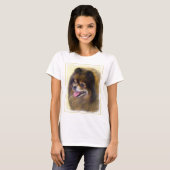 Pommeren Black en Tan Painting Original Dog Art T-shirt (Voorkant volledig)