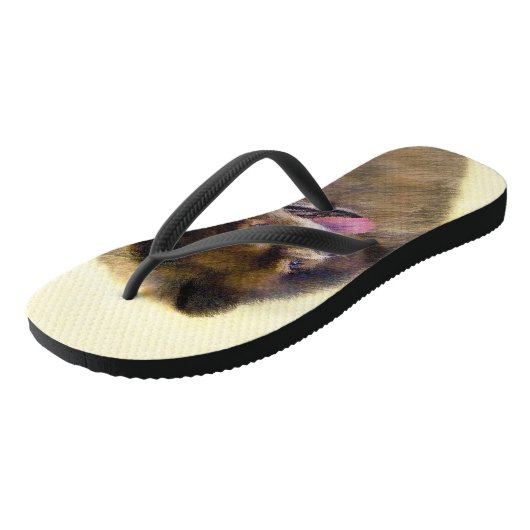 Pommeren Black en Tan Painting Original Dog Art Teenslippers (Schuin)