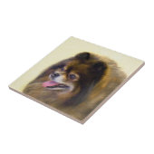 Pommeren Black en Tan Painting Original Dog Art Tegeltje (Zijkant)