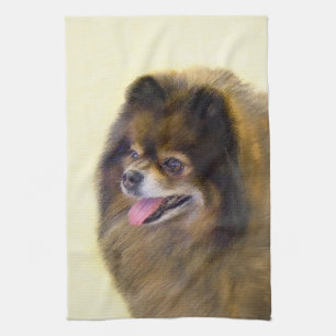 Pommeren Black en Tan Painting Original Dog Art Theedoek