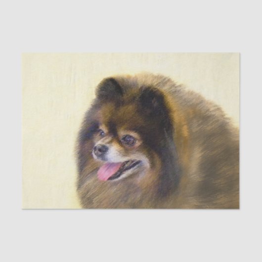Pommeren Black en Tan Painting Original Dog Art Tissuepapier (Voorkant)