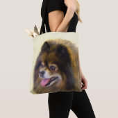 Pommeren Black en Tan Painting Original Dog Art Tote Bag (Dichtbij)