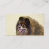 Pommeren Black en Tan Painting Original Dog Art Visitekaartje (Achterkant)