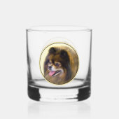 Pommeren Black en Tan Painting Original Dog Art Whisky Glas (Achterkant)