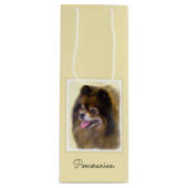 Pommeren Black en Tan Painting Original Dog Art Wijn Cadeautas (Voorkant)