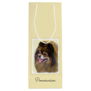 Pommeren Black en Tan schilderen oorspronkelijke h Wijn Cadeautas