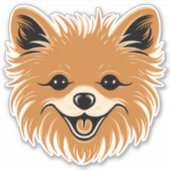 Pommeren Cute Dog Face Puppy Cartoon Contour Sticker (Voorkant)