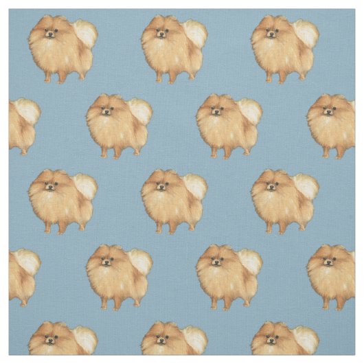 Pommeren Dog Art Fabric Stof (Swatch)