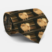 "Pommeren" Dog Art Reproduction Necktie Stropdas (Opgerold)