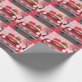 Pommeren Dog-auto met hart Valentijnse Cadeaupapier (Hoek)