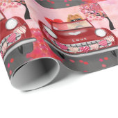 Pommeren Dog-auto met hart Valentijnse Cadeaupapier (Rol Hoek)