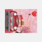 Pommeren Dog-auto met hart Valentijnse Fleece Deken (Voorkant (Horizontaal))