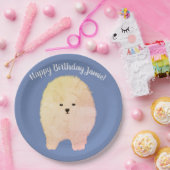 Pommeren Dog, Birthday Custom Paper Borden Papieren Bordje (Feest)