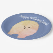 Pommeren Dog, Birthday Custom Paper Borden Papieren Bordje (Gekanteld)