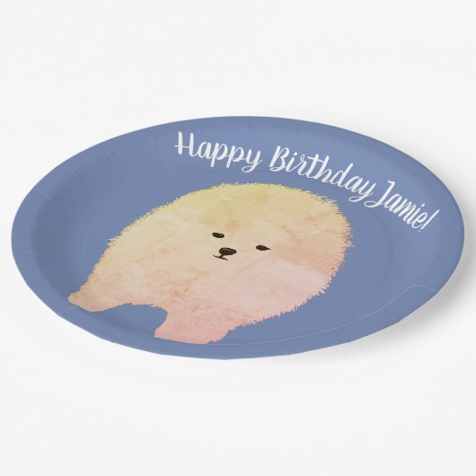 Pommeren Dog, Birthday Custom Paper Borden Papieren Bordje (Gekanteld)