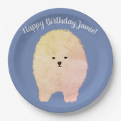 Pommeren Dog, Birthday Custom Paper Borden Papieren Bordje (Voorkant)