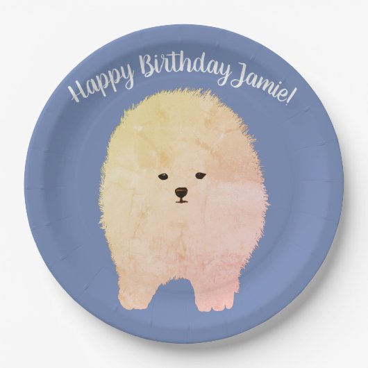 Pommeren Dog, Birthday Custom Paper Borden Papieren Bordje (Voorkant)