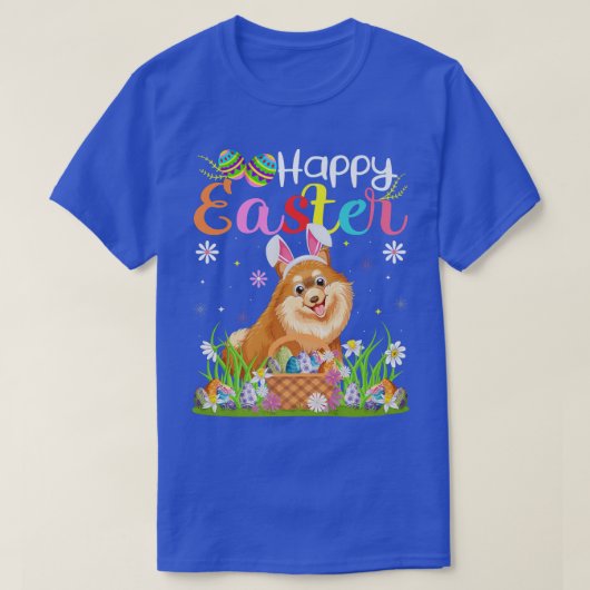 Pommeren Dog Bunny Egg Hunt Funny Pommeren Hap T-shirt (Design voorkant)
