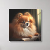 Pommeren Dog Cute Portrait Canvas Afdruk (Voorkant)