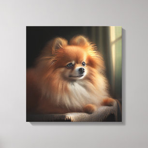 Pommeren Dog Cute Portrait Canvas Afdruk
