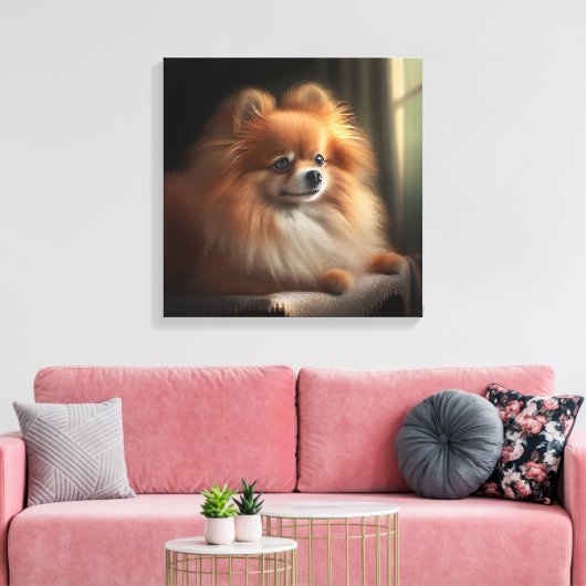 Pommeren Dog Cute Portrait Canvas Afdruk (Insitu (Woonkamer))