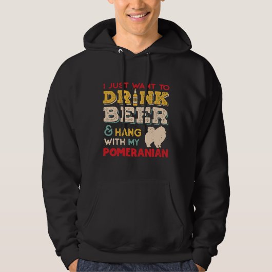 Pommeren Dog Dad Beer Lover Hoodie (Voorkant)