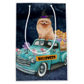 Pommeren Dog Halloween Truck Scary Night Medium Cadeauzakje (Voorkant)