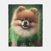 Pommeren Dog in St. Patrick's Day Dress Fleece Deken (Voorkant)