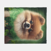 Pommeren Dog in St. Patrick's Day Dress Fleece Deken (Voorkant (Horizontaal))