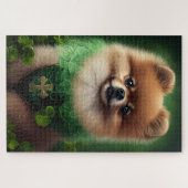 Pommeren Dog in St. Patrick's Day Dress Legpuzzel (Horizontaal)