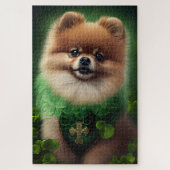 Pommeren Dog in St. Patrick's Day Dress Legpuzzel (Verticaal)