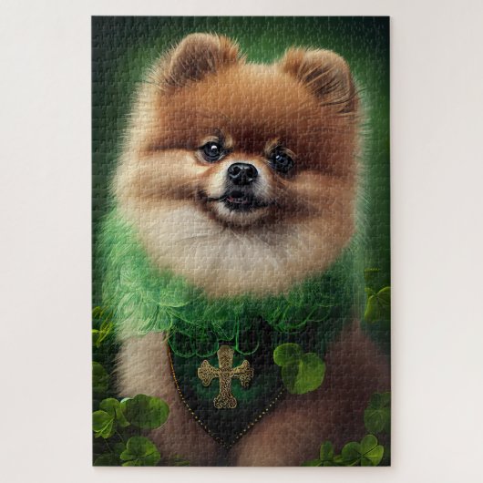 Pommeren Dog in St. Patrick's Day Dress Legpuzzel (Verticaal)