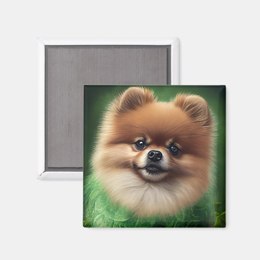Pommeren Dog in St. Patrick's Day Dress Magneet (Voorkant / Achterkant)