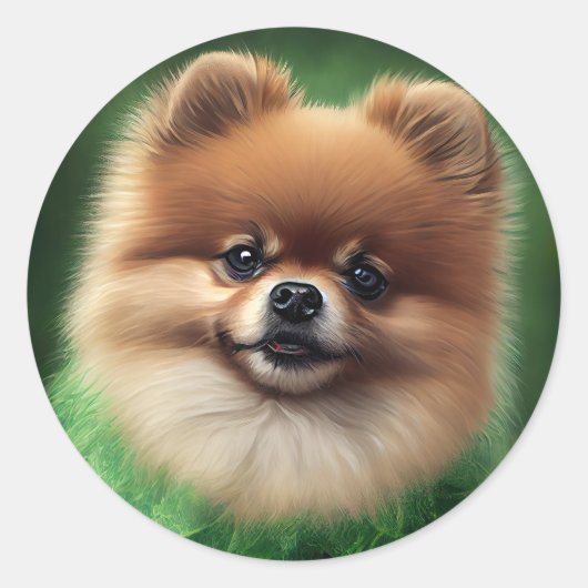 Pommeren Dog in St. Patrick's Day Dress Ronde Sticker (Voorkant)